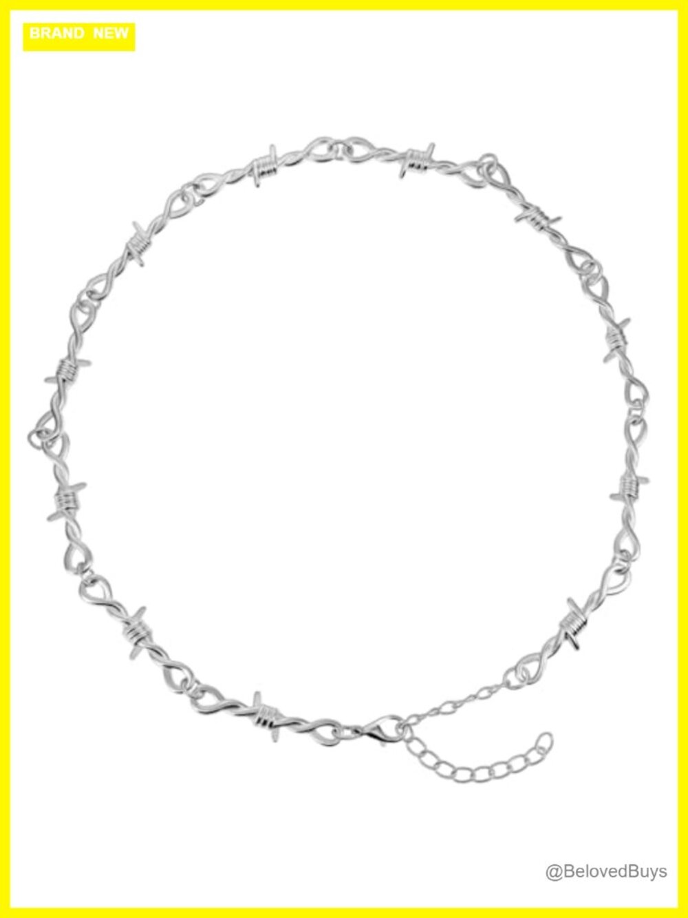 Punk Barbed Wire Pendant Necklace Gothic Chunky Metal Link Chain Unisex